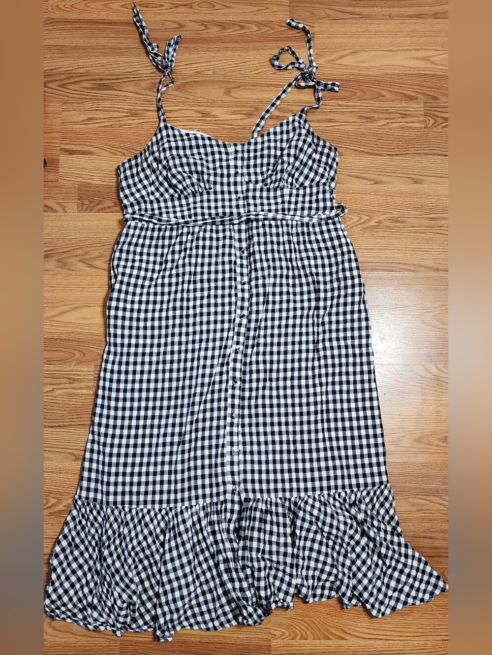 J. Crew Black White Gingham Midi Maxi Dress  Boho Festival Tank Preppy Sz 18